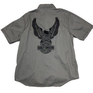 Harley-Davidson Genuine Classics Gray/ Black Eagle overlay  short sleeve shirt L